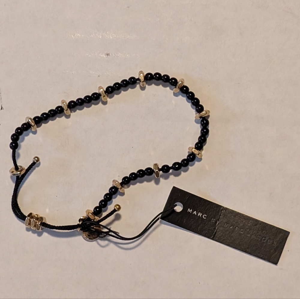 NWT Marc By Marc Jacobs Black and Gold Beaded Bracelet